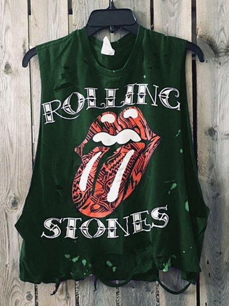 

Casuale senza maniche Girocollo taglia grande Top, Verde, Tank Top