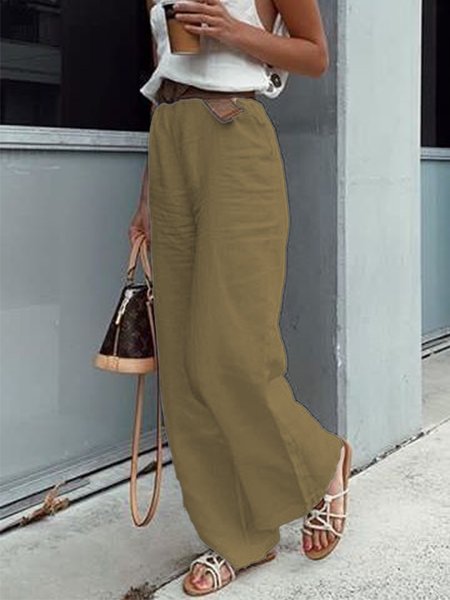 

zolucky Plain Cotton Casual Pants, Khaki, Pants