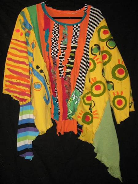 

Women Yellow Round Neck Half Sleeve Patchwork T-shirt, Tops