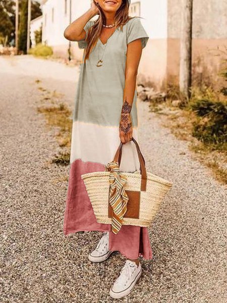 

Giallo Maniche Corte Dritto Gonna, Rosa chiaro, Dresses