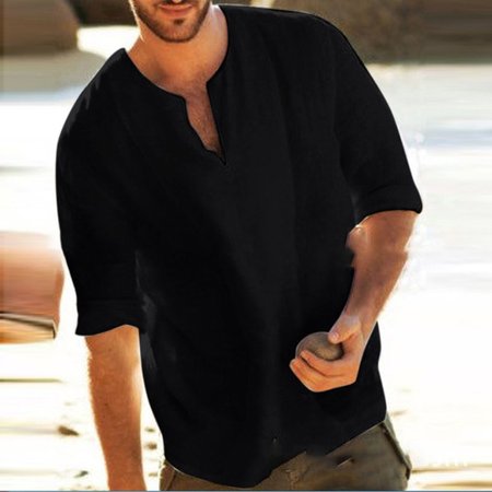 

Men's Solid Colors Casual Thin Half Sleeve T-shirts, Black, Men's basic shirt