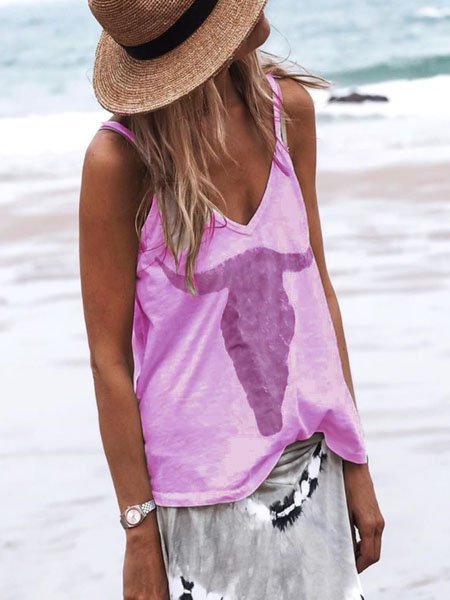 

Bretelline sottili Misto Cotone Camicetta & Top, Viola, T-Shirts