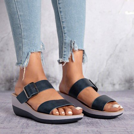 

Women Ladies Slip On Sandal Shoes, Black, Shoes