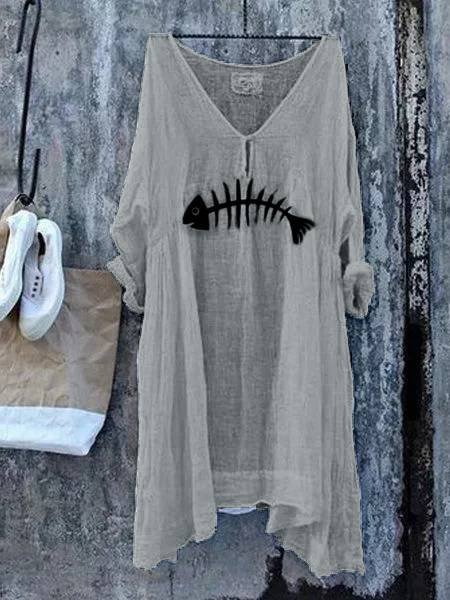 

Camicetta & Top con Mezza Manica con Scollo a V, Grigio, Blouses & Shirts