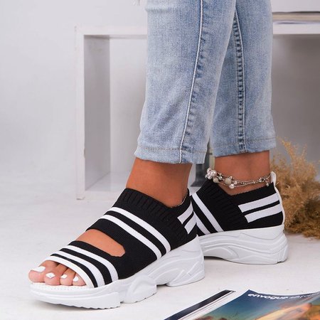Women Breathable Low Heel Open Toe Athletic Casual Sandals, Black, Sandals