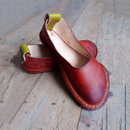 

zolucky Retro Soft Bottom Barefoot Comfortable Flats, Red, Flat & Loafers