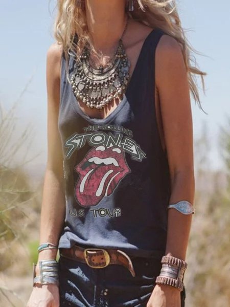 

Top taglia grande Stampa, Nero, Tank Top