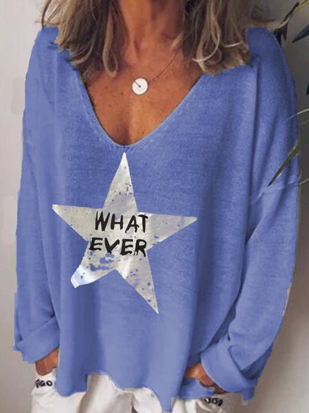 

Camicetta & Top con Maniche Lunghe Casuale, Blu, T-Shirts
