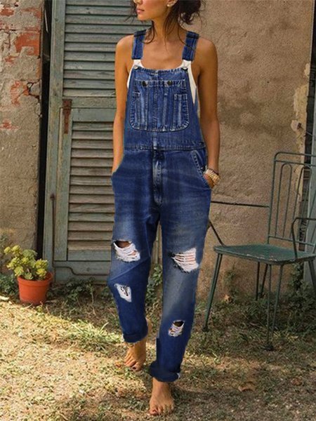 

Donna Casuale Denim pagliaccetto, Blu intenso, Jumpsuits
