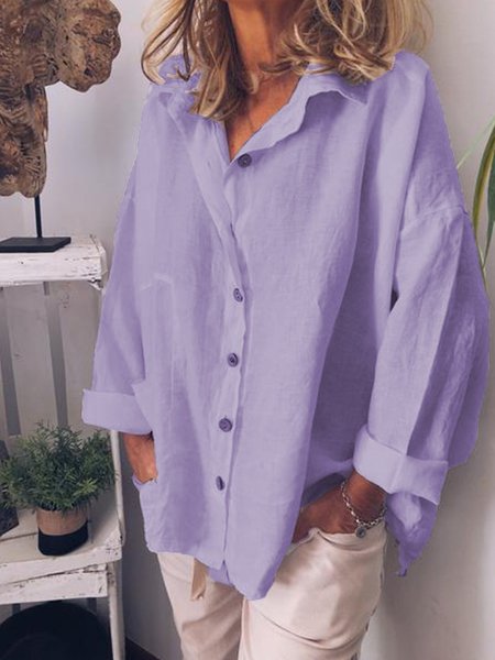 

zolucky Women Plus Size V Neck Casual Loose Shirt Tunic Blouse, Purple, Blouses & Shirts