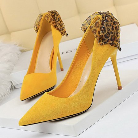 

Pointed Toe Stiletto Heel Heels, Yellow, Heels