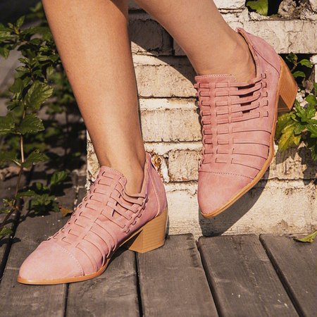 

Women Plus Size Faux Leather Booties with Zipper Shoes, Pink, Auto-Clearance