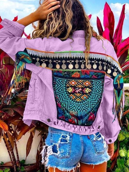 

Boho Denim Coat, Purple, Winter Clearance