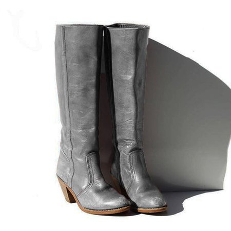 

Women Round Toe Chunky Heel Boots, Gray, Boots