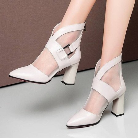 

Daily Casual Chunky Heel Boots, Off white, Boots