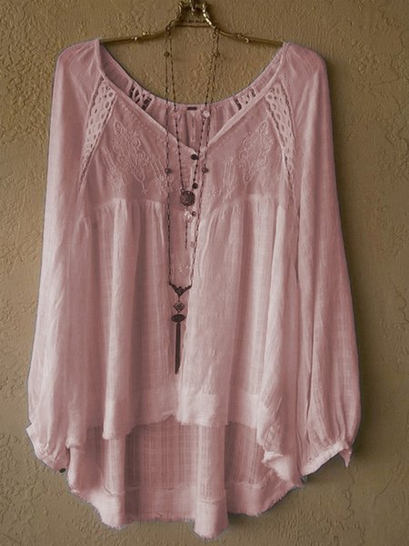 

Women's Casual V Neck Solid Half Sleeve Shirt & Tops, Light pink, Tops