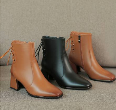 

Women's vintage low heel ankle boots, Brown, Boots