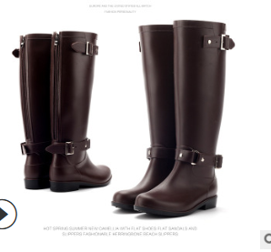 

Womens Waterproof Rain Boots Zipper Low Heel Casual Boots, Brown, Boots
