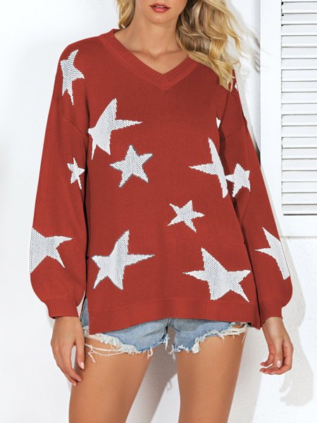 

Casual Shift Long Sleeve Sweater, Rust, Pullovers