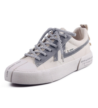 

Outdoor Stylish Lace Up Flat Heel Canvas Sneakers, Black, Sneakers
