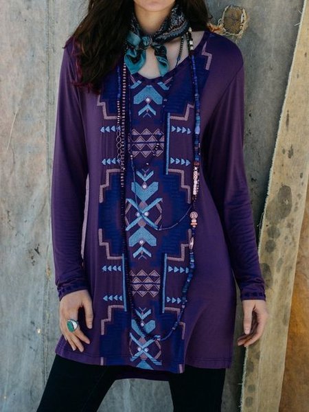 

Camicetta Lunga Blu Marino Vintage di Misto Cotone, Viola, Blouses & Shirts