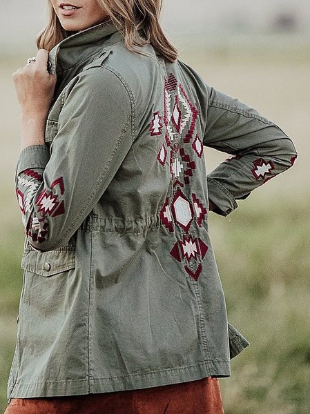 

Army Green Long Sleeve Boho Jacket, Coats