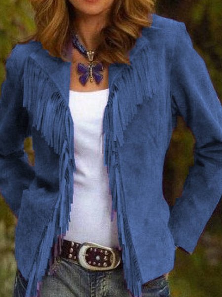 

Purple Lapel Long Sleeve Outerwear, Blue, Auto-Clearance