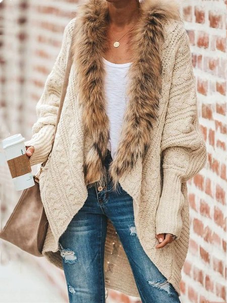 

Cardigan Cachi Tinta unita a maglia Casuale Pipistrello, Cardigans