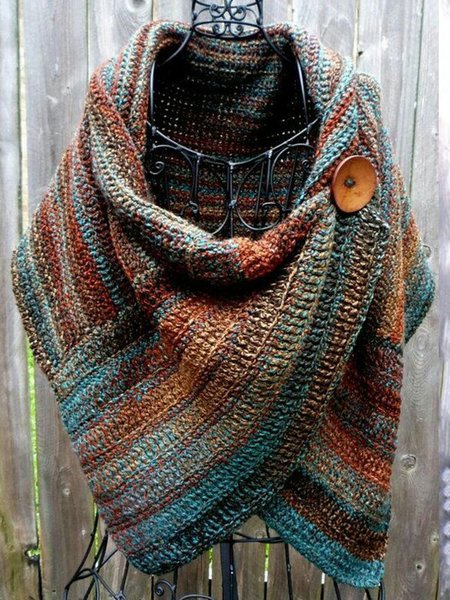 

Women's Casual Multicolor Stripes Round Neck Scarves & Shawls, Rose red, Scarves & Gloves