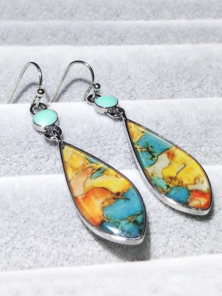 

Vintage Colorful Glass Earrings, Multicolor, Earrings