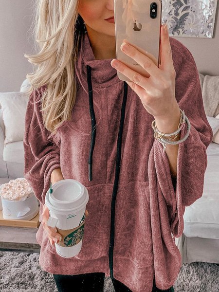 

Casual Long Sleeve Pockets Cotton Hoodies & Sweatshirts, Red, Hoodies & Sweatshirts