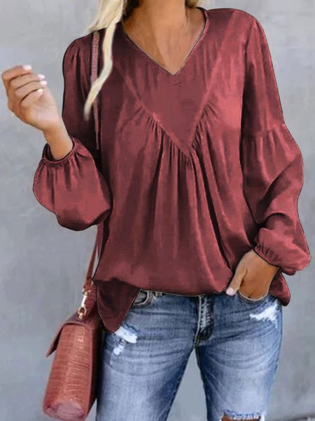 

Camicetta Bianca Maniche Lunghe Tinta unita, Vino rosso, Blouses & Shirts
