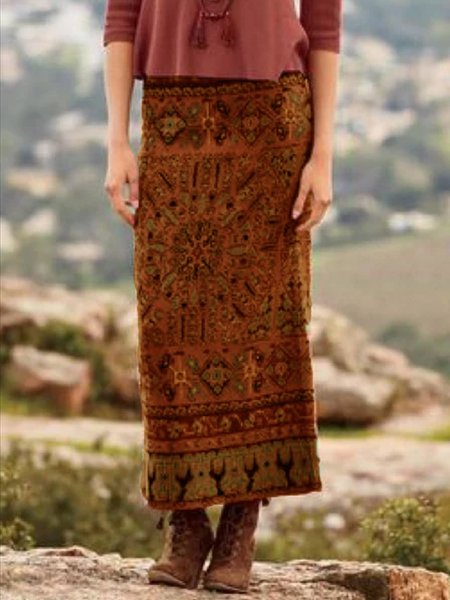 

Cotton Blends Regular Fit Color Block Skirt, Brown, Skirts