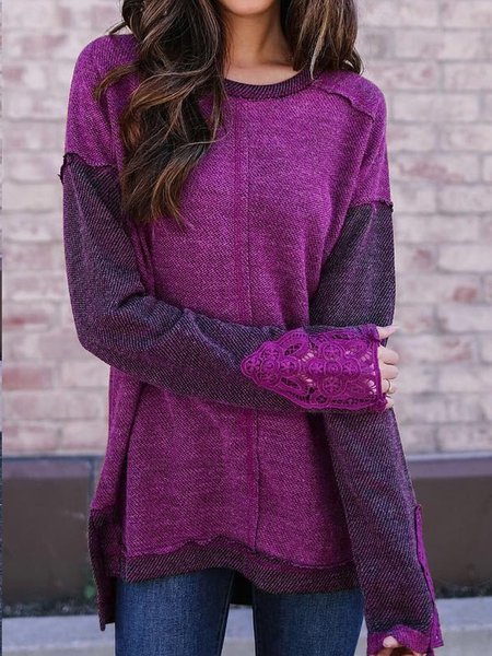 

Long Sleeve Casual Plus Size Sweatshirts, Purple, Auto-Clearance