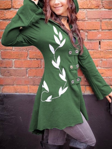 

Casual Long Sleeve Plus Size Hoodie Coats, Green, Outerwear