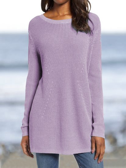 

Top Casuale con Maniche Lunghe Solido Cottone, Viola, Blouses & Shirts