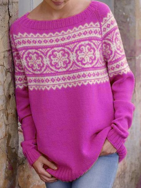 

Soft Casual Plus Size Round Neck Sweater, Purple, Auto-Clearance