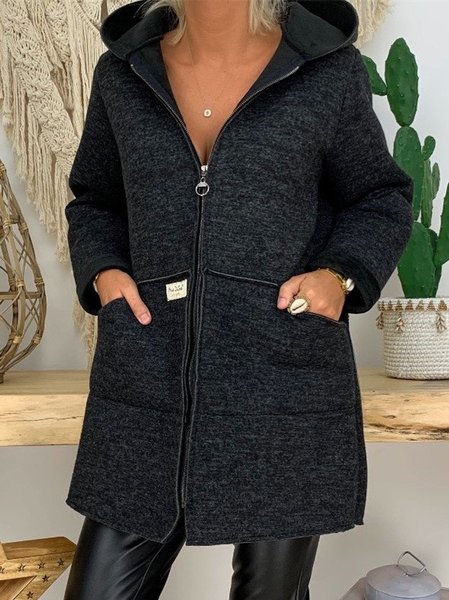 Casual Hooded Other Coat