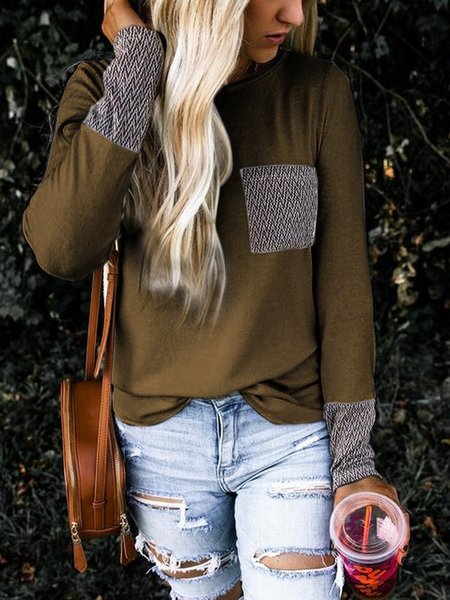 

Casual Cotton-Blend Crew Neck Sweater, Dark green, Sweaters&Cardigans