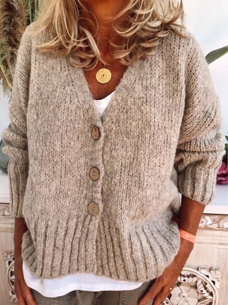 

Women Casual Sweater Cardigan, Gray, Outerwear