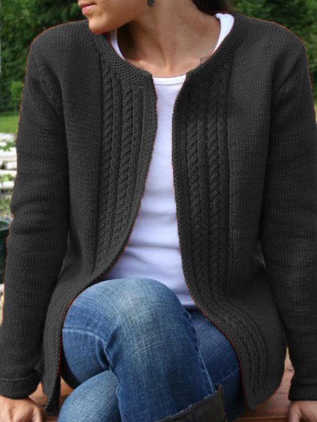 

Casual Vintage Knitted Solid Sweater, Black, Sweaters & Cardigans