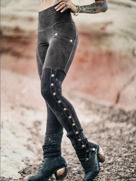 

Pantaloni Vintage di Misto Cotone, Grigio, Leggings