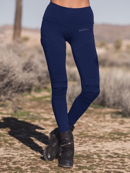 

Casual Cotton-Blend Leggings, Blue, Leggings