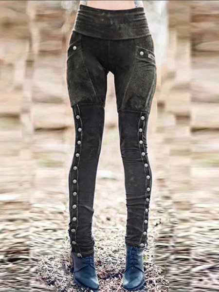 

Cotton-Blend Paneled Vintage Pants, Black, Pants
