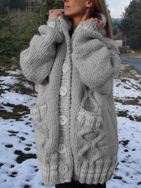 

Casual Hoodie Sweater Coat, Gray, Sweaters & Cardigans