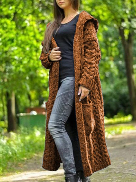 

Knitted Casual Cardigan, Brown, Sweaters