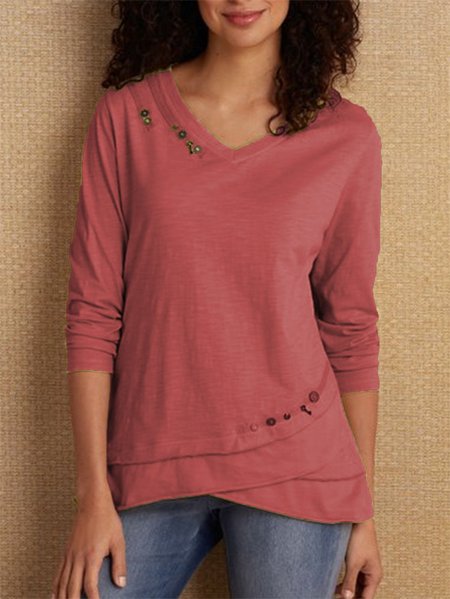 

Top da Donna Casuale con Maniche Lunghe, Vino rosso, T-Shirts