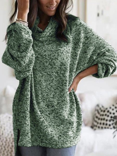 

Women Casual Long Sleeve Crew Neck Solid Pullover Knit Sweater, Green, Sweaters & Cardigans