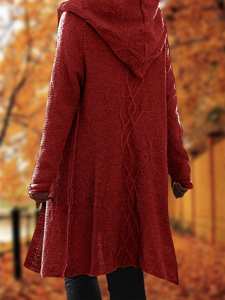 

Floral Hooded Knitted Cardigan Sweater Coat, Red, Sweaters & Cardigans