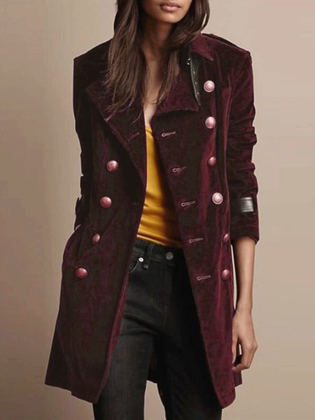 

Giacca Design Splicing Risvolto con Maniche Lunghe, Bordeaux, overcoat